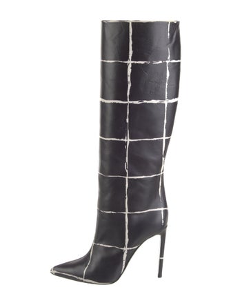Balenciaga Leather Plaid Print Boots