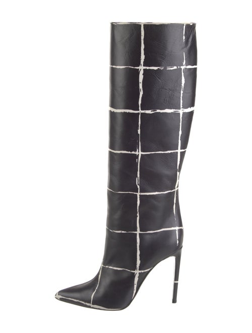 Balenciaga Leather Plaid Print Boots