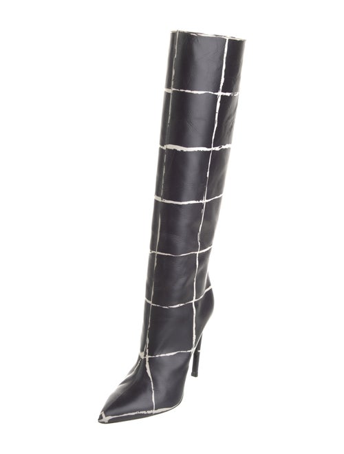 Balenciaga Leather Plaid Print Boots