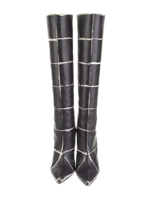 Balenciaga Leather Plaid Print Boots