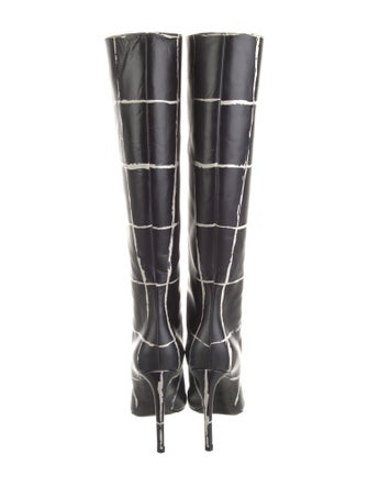 Balenciaga Leather Plaid Print Boots