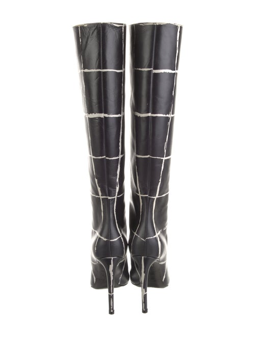 Balenciaga Leather Plaid Print Boots