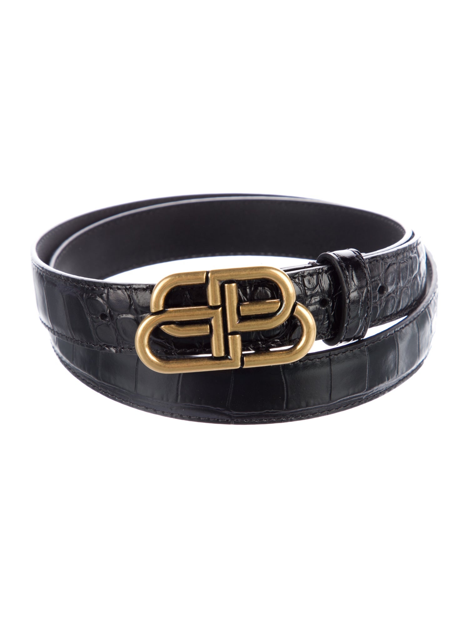 Balenciaga Skinny Embossed Leather Belt Kit