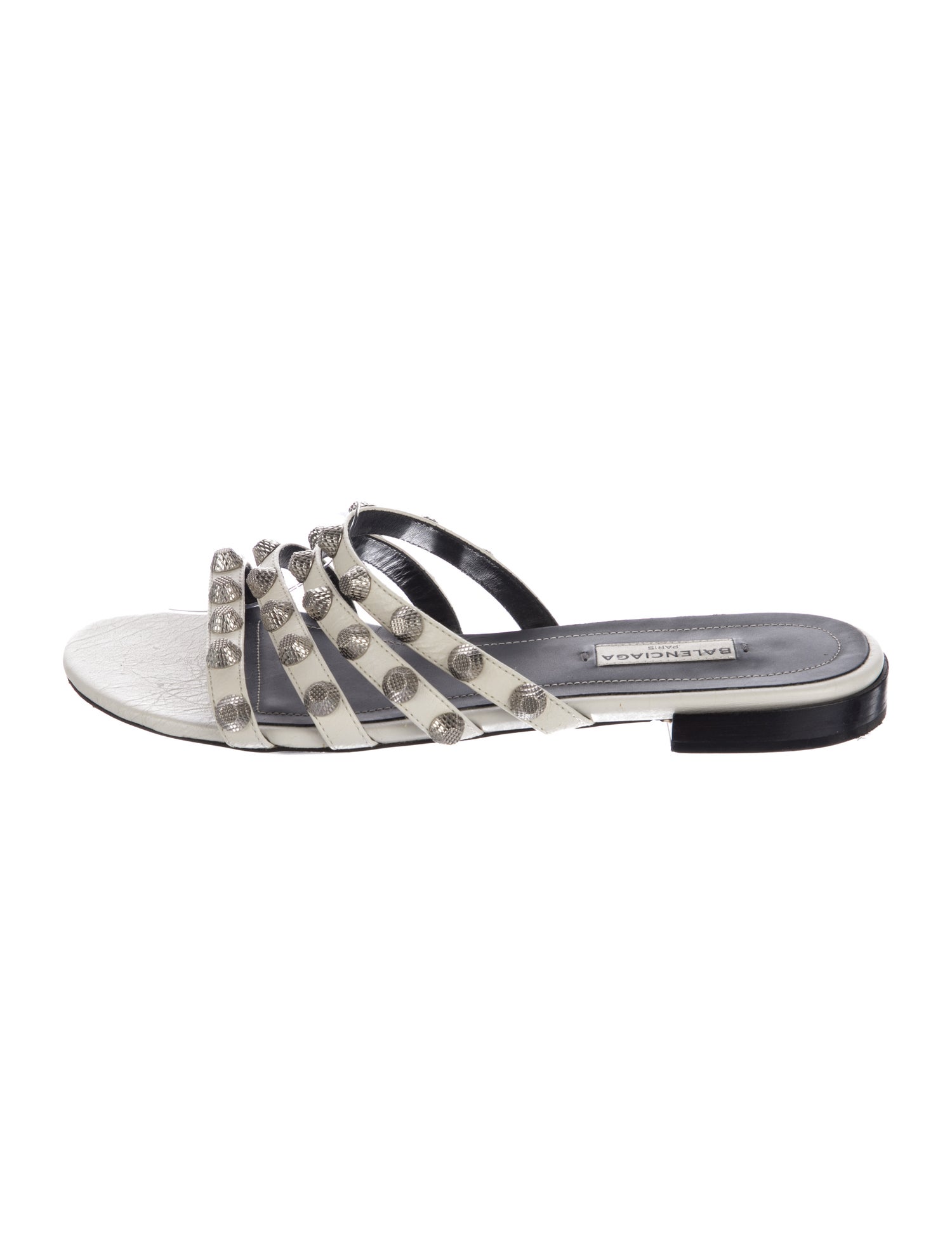 Balenciaga Rockstud Accents Leather Slides