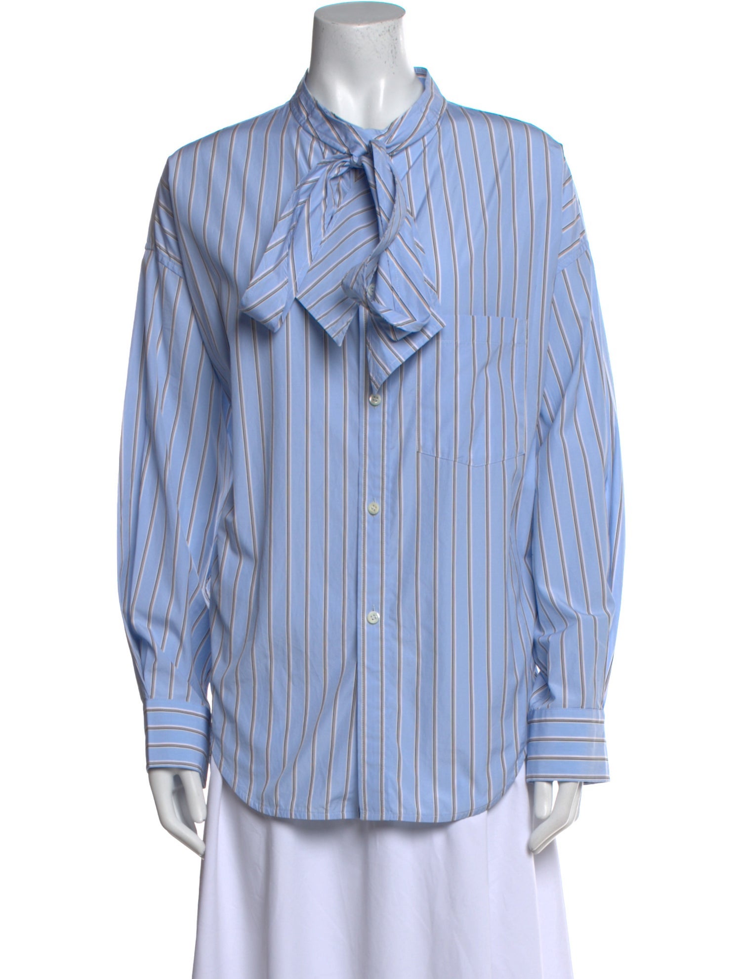 Balenciaga 2018 Striped Button-Up Top