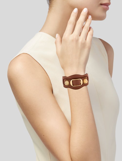 Balenciaga Leather Giant Arena Wrap Bracelet