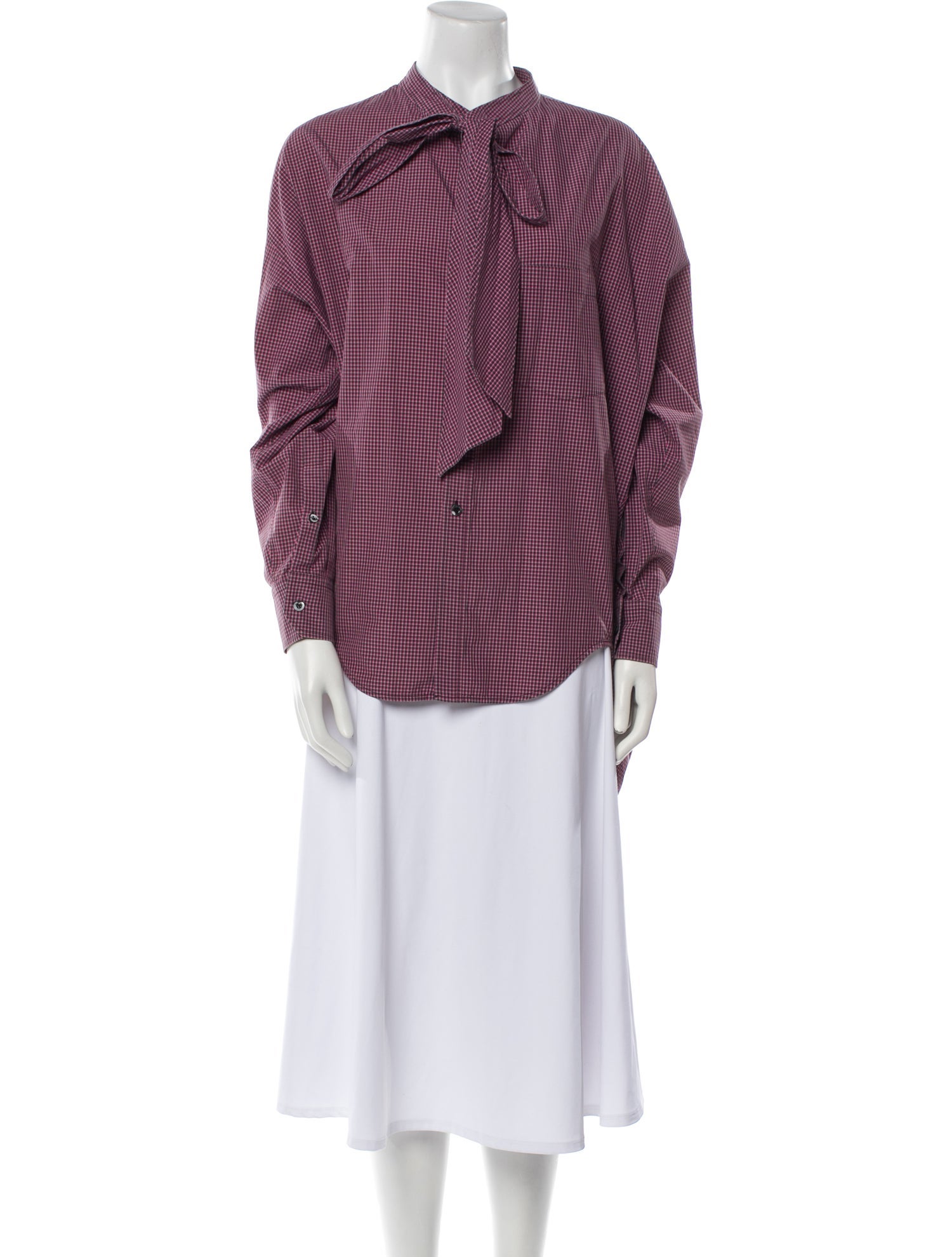 Balenciaga 2019 Plaid Print Button-Up Top