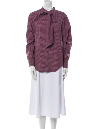 Balenciaga 2019 Plaid Print Button-Up Top