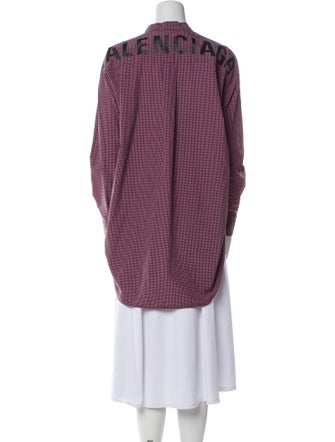 Balenciaga 2019 Plaid Print Button-Up Top