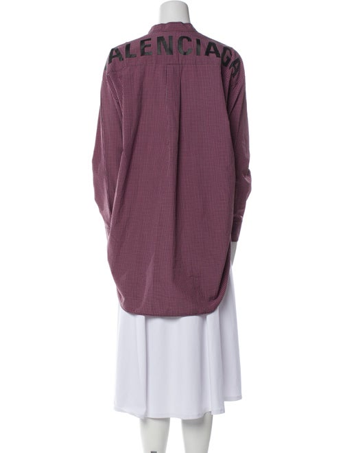 Balenciaga 2019 Plaid Print Button-Up Top