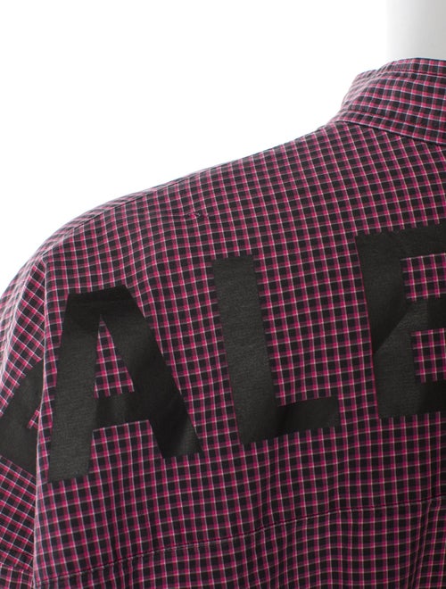 Balenciaga 2019 Plaid Print Button-Up Top