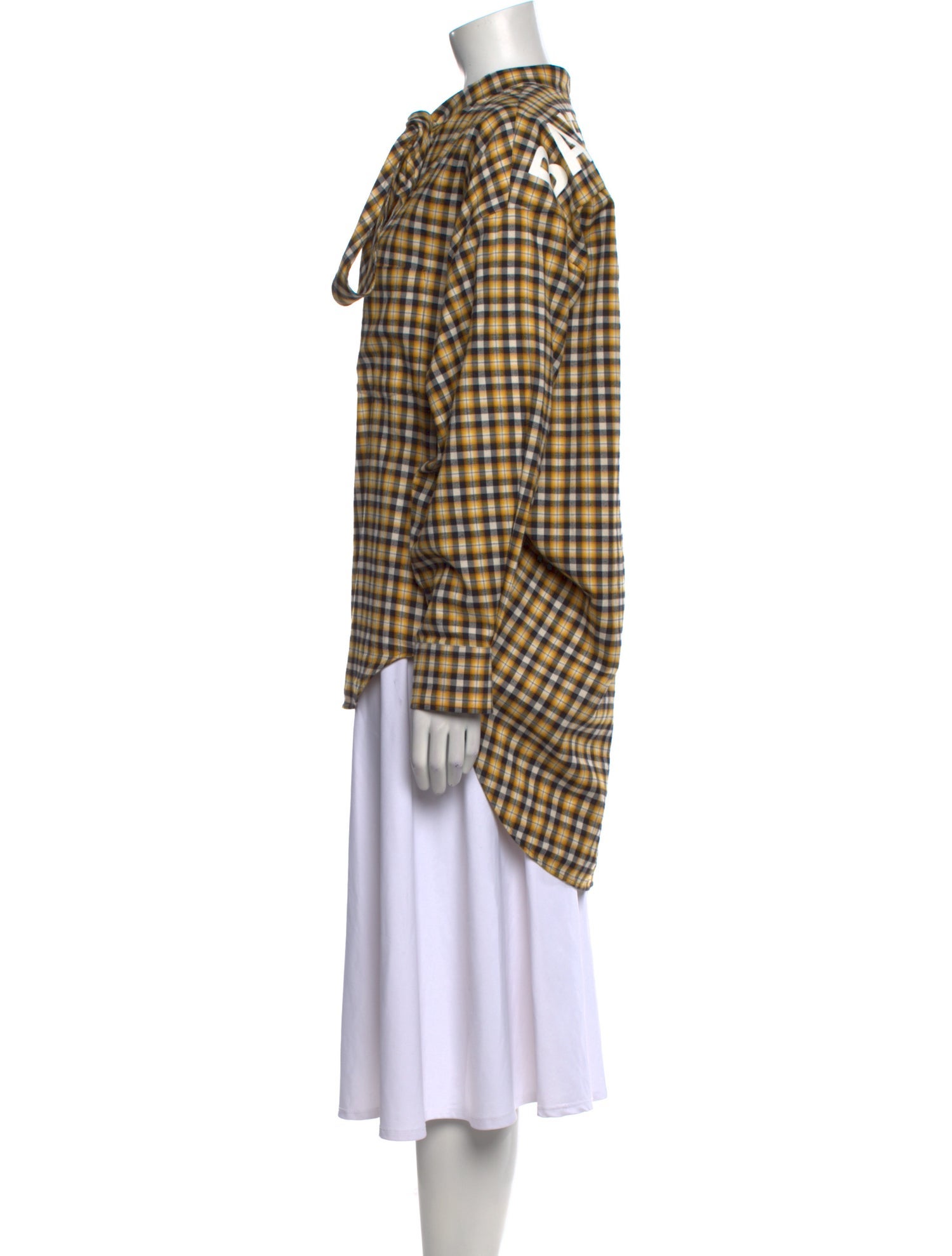 Balenciaga 2018 Plaid Print Button-Up Top