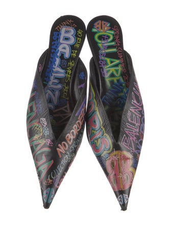 Balenciaga Leather Printed Mules