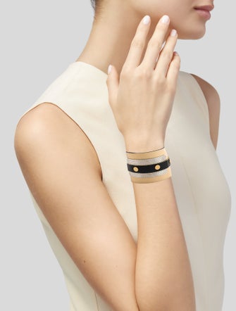 Balenciaga Wide Leather Stud Wrap Bracelet