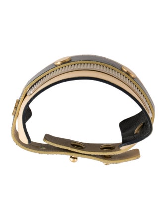 Balenciaga Wide Leather Stud Wrap Bracelet