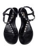 Balenciaga Leather Studded Accents T-Strap Sandals