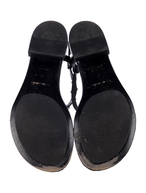 Balenciaga Leather Studded Accents T-Strap Sandals
