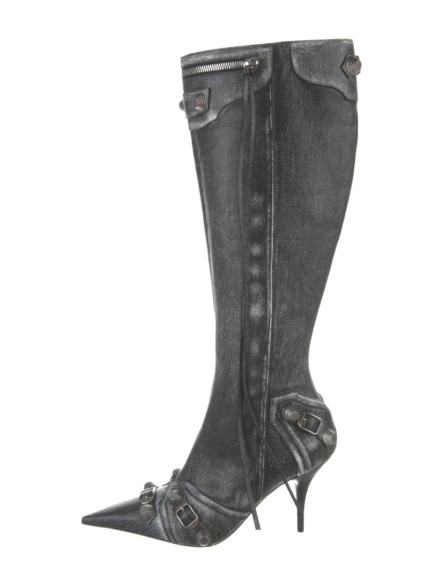 Balenciaga Leather Studded Accents Boots