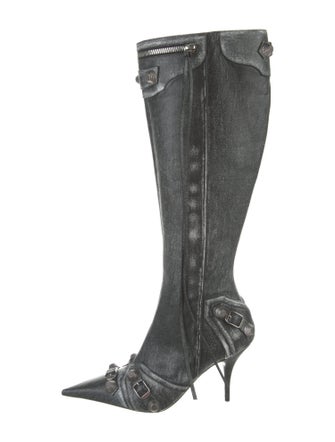 Balenciaga Leather Studded Accents Boots