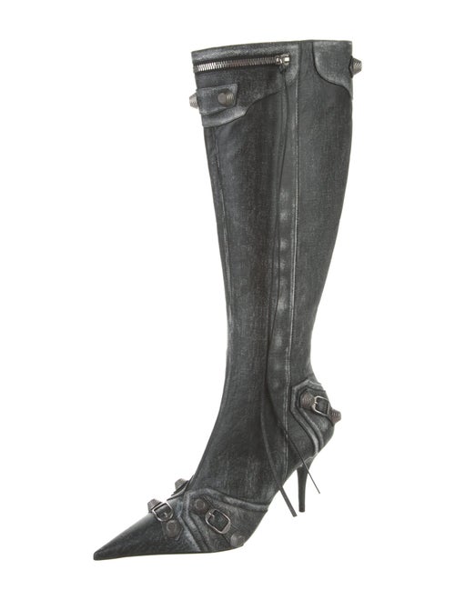 Balenciaga Leather Studded Accents Boots