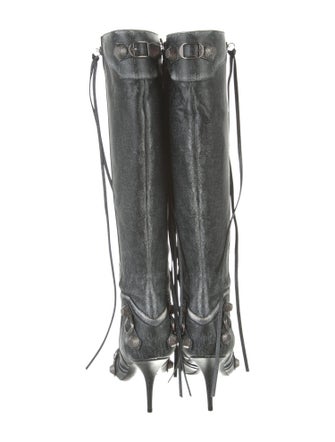 Balenciaga Leather Studded Accents Boots