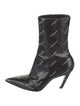 Balenciaga Leather Printed Lace-Up Boots