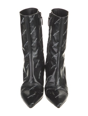 Balenciaga Leather Printed Lace-Up Boots