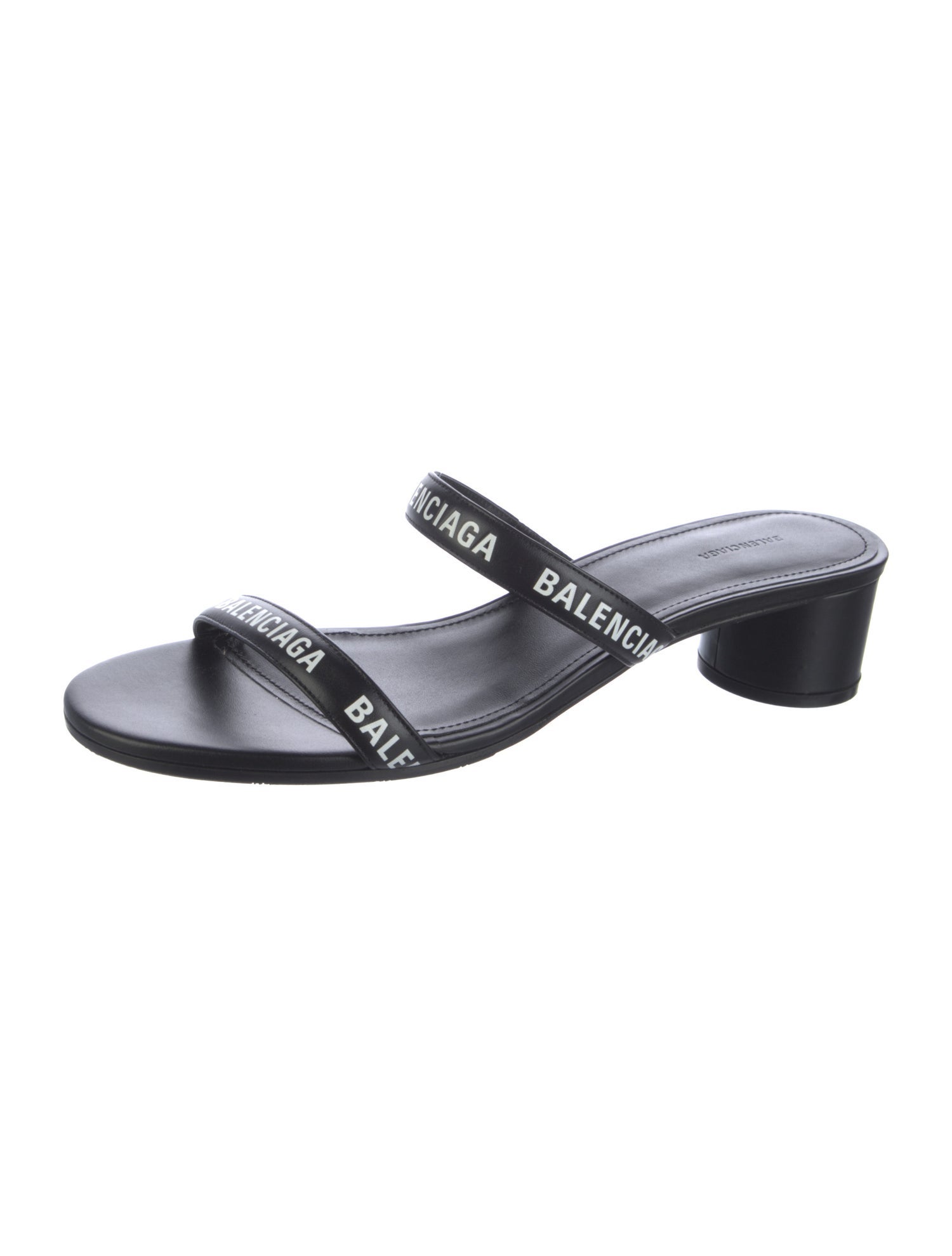 Balenciaga Leather Printed Slides