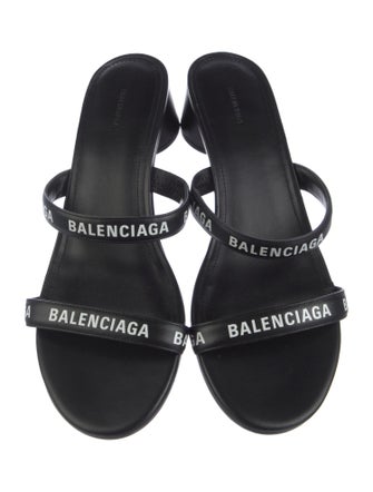 Balenciaga Leather Printed Slides