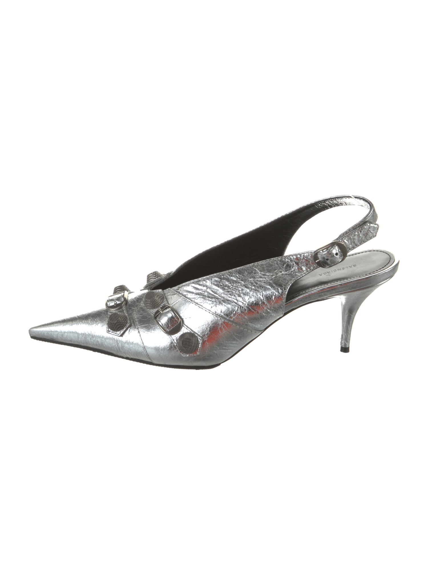 Balenciaga Leather Studded Accents Slingback Pumps