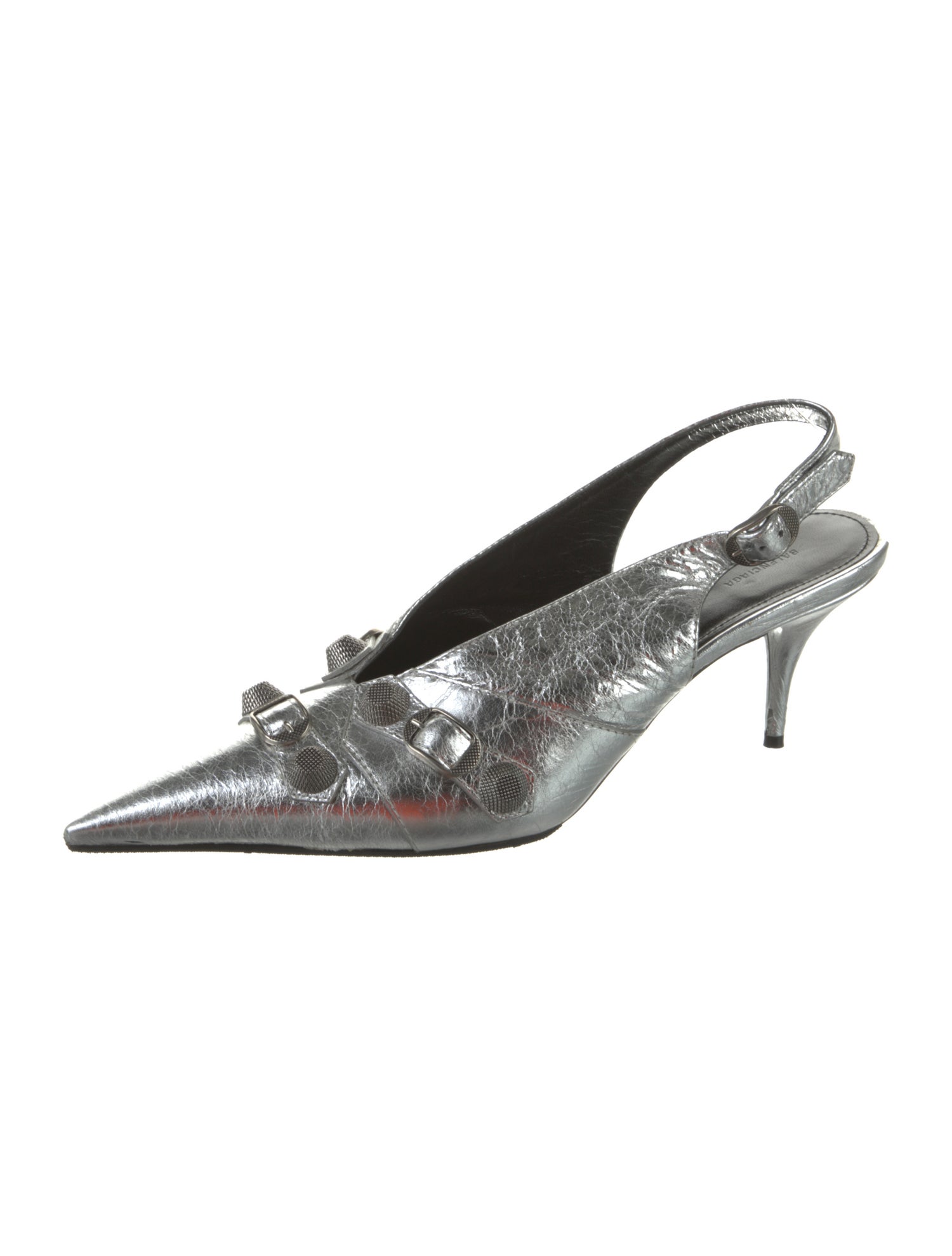 Balenciaga Leather Studded Accents Slingback Pumps
