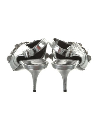 Balenciaga Leather Studded Accents Slingback Pumps