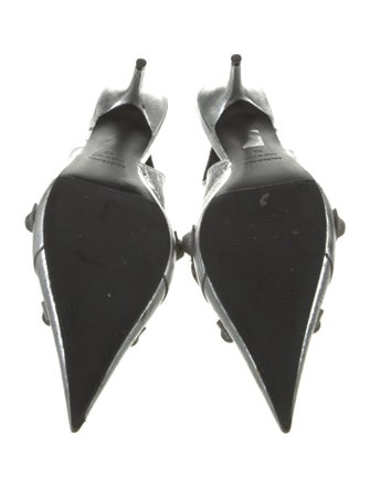 Balenciaga Leather Studded Accents Slingback Pumps