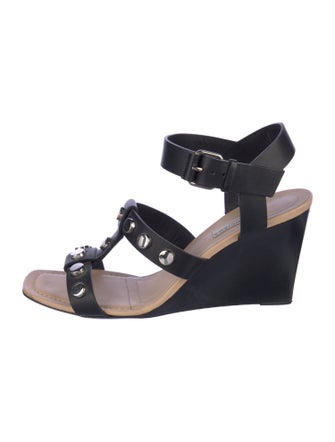 Balenciaga Leather Studded Accents T-Strap Sandals