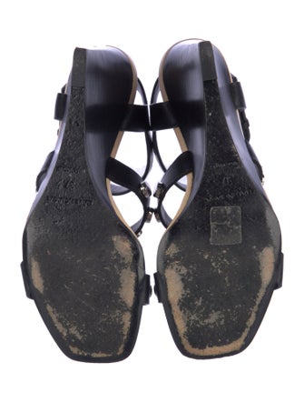 Balenciaga Leather Studded Accents T-Strap Sandals