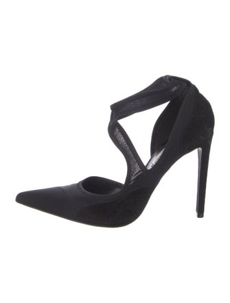 Balenciaga Suede Mesh Accents D'Orsay Pumps