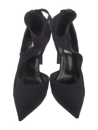 Balenciaga Suede Mesh Accents D'Orsay Pumps
