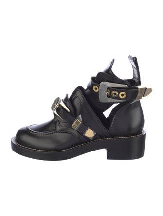 Balenciaga Leather Cutout Accent Boots