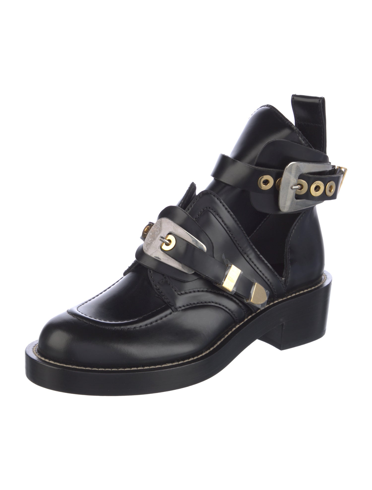 Balenciaga Leather Cutout Accent Boots