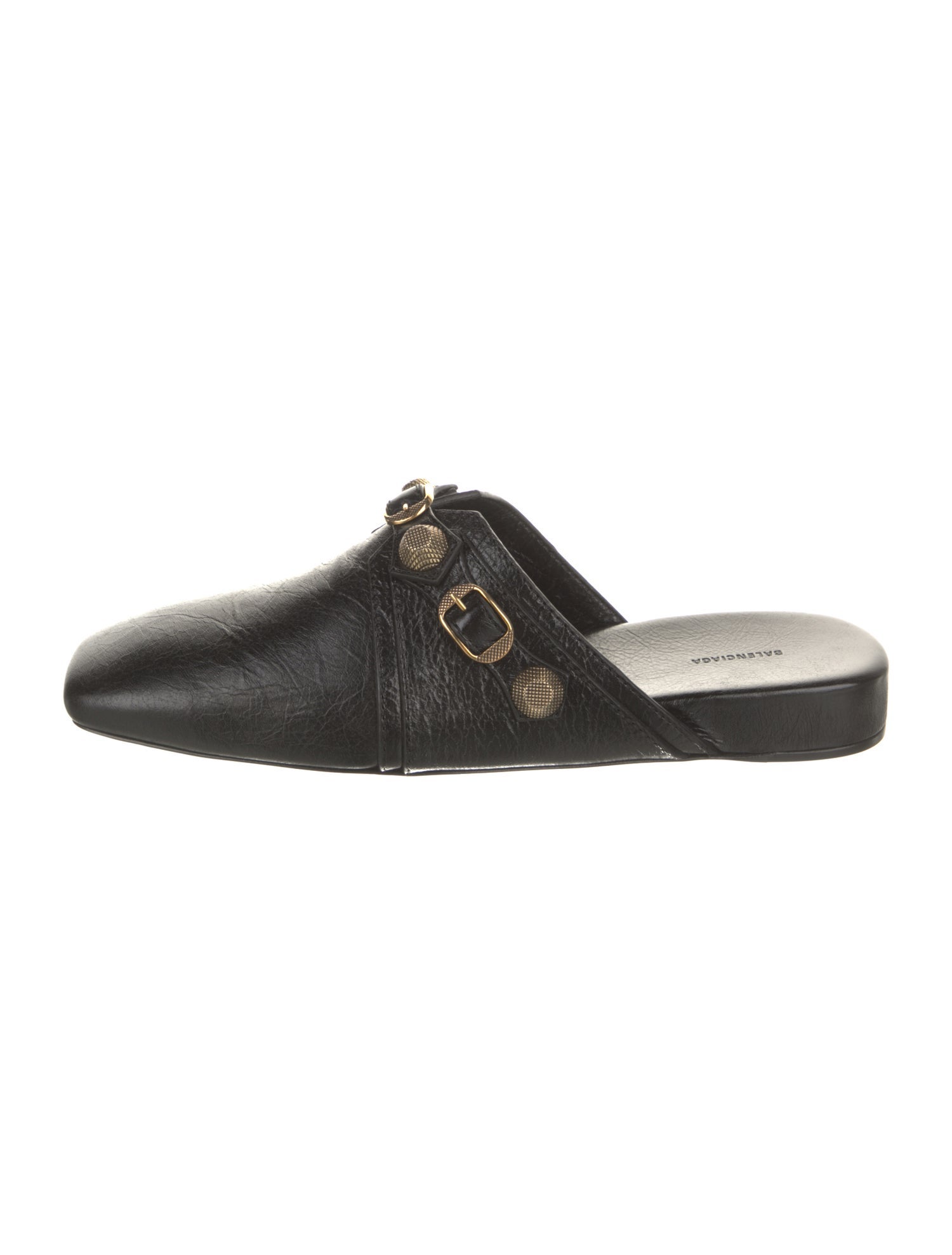 Balenciaga Leather Studded Accents Mules