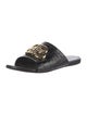 Balenciaga Signature Logo Embossed Leather Slides