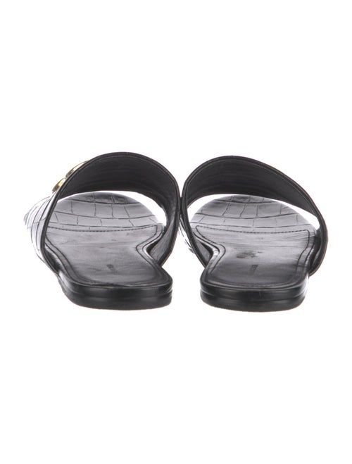 Balenciaga Signature Logo Embossed Leather Slides