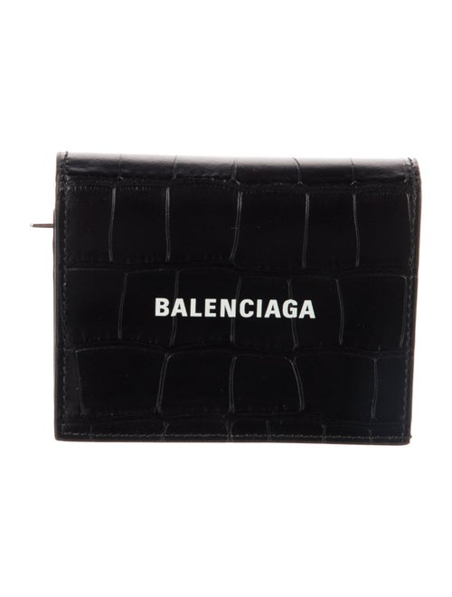 Balenciaga Embossed Leather Graphic Print Wallet
