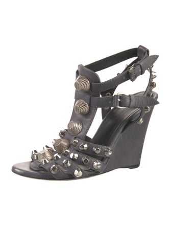 Balenciaga Leather Studded Accents Gladiator Sandals