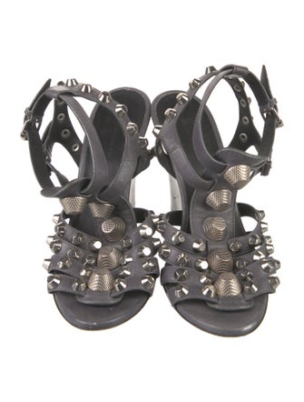 Balenciaga Leather Studded Accents Gladiator Sandals