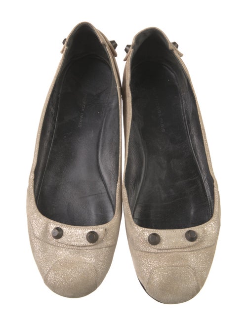 Balenciaga Leather Studded Accents Ballet Flats
