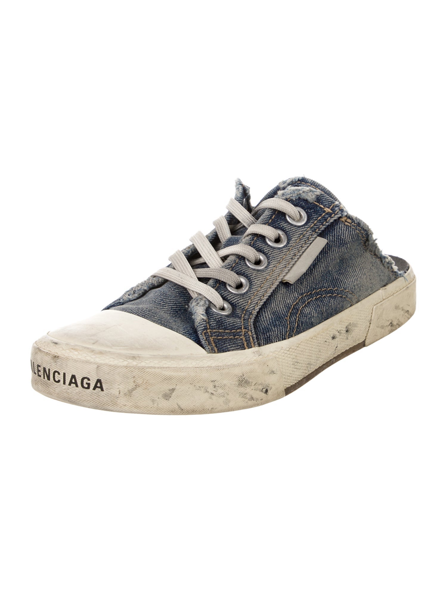 Balenciaga Denim Colorblock Pattern Sneakers