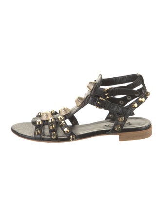 Balenciaga Leather Studded Accents Gladiator Sandals
