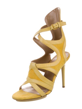 Balenciaga Suede Leather Trim Embellishment Gladiator Sandals