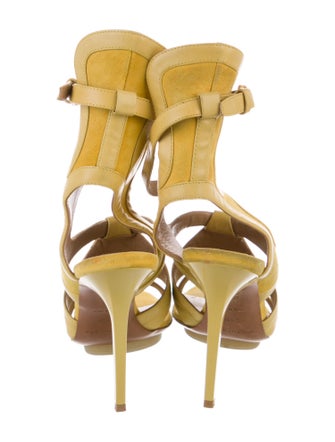 Balenciaga Suede Leather Trim Embellishment Gladiator Sandals